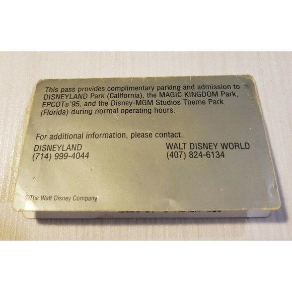 Vintage Disneyland Disney World Silver Pass Charter Cast Member 1995 - Picture 3 of 3